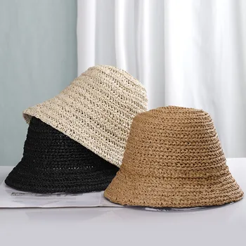 2022 солнцезащитная женская пляжная шляпа-панама женская кепка 2022 Балаклава rafia солнцезащитная шляпа с козырьком соломенная шляпа панама для девочек