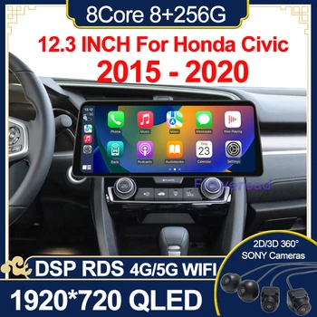 256G 8 Core DSP Для Honda Civic 2015 2016 2017 2018 2019 2020 Автомобильный Радио Мультимедийный Видеоплеер Навигация Carplay Авто 4G WIFI
