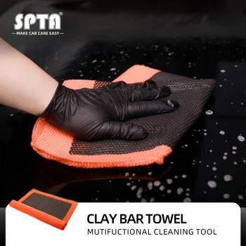 SPTA Оранжевое полотенце для чистки автомобилей Magic Clay Bar, тонкая ткань из микрофибры для автоматической детализации