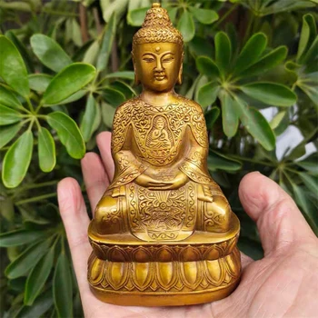 Латунная статуя Будды Намо Амитабхи, статуя Будды Шакьямуни, изысканные религиозные геомантические украшения домашнего ремесла