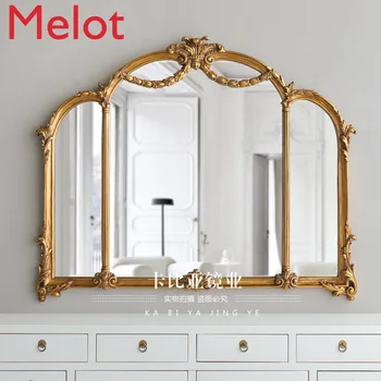Ретро-Мебель, Наклейки для ванной Комнаты, Настенное Резное Зеркало для макияжа, Художественное Оформление Гостиной, Настенное Декоративное Зеркало